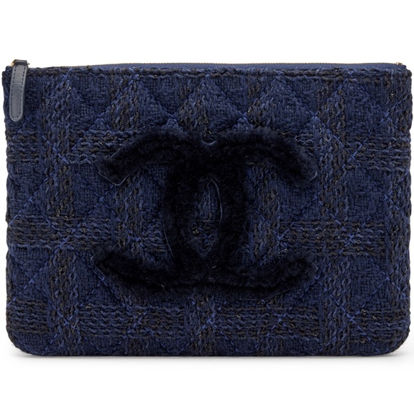 Chanel bag tweed with CC new in box - ID card, dustbag, ribbon, camelia 11x8x1 - Picture 1 of 17